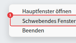 Das Rechtsklickmenü des Tray-Symbols