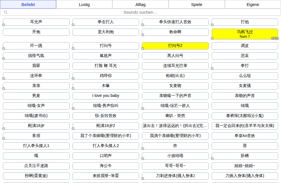 Rasterlayout mit 4 Sounds pro Zeile