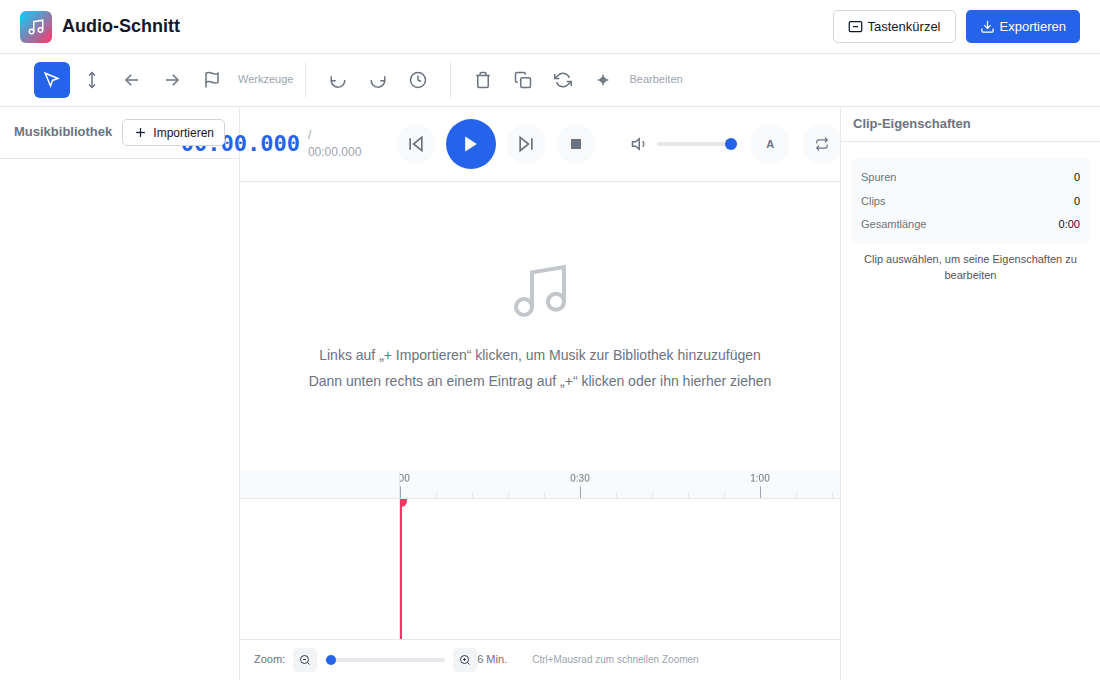Der Audio-Schnitt, bevor Musik hinzugefügt wurde