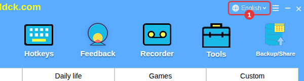 The language drop-down in the title bar