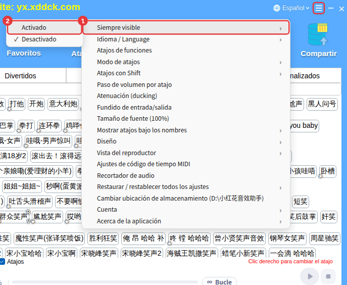 ≡ arriba a la derecha → Siempre visible → Activado