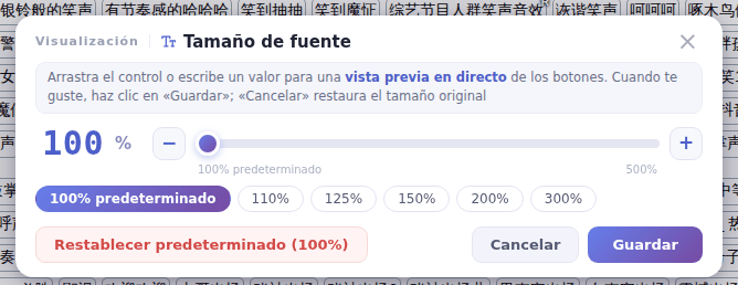 La ventana Tamaño de fuente