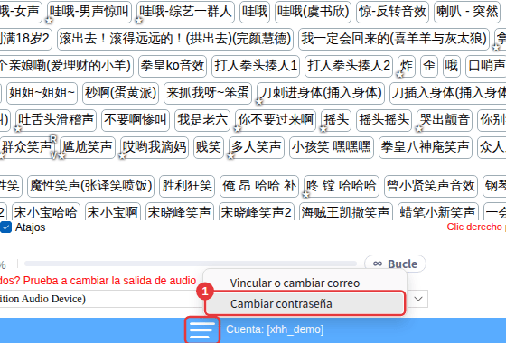 ≡ en la parte inferior de la ventana también abre el menú de la cuenta