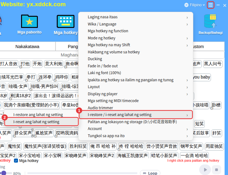 I-reset ang lahat ng setting