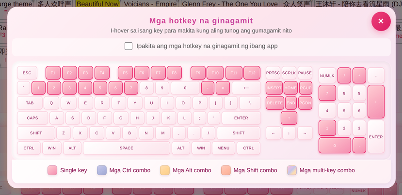Ang keyboard ng Mga hotkey na ginagamit