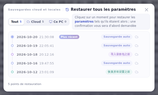 Choisissez un point de restauration antérieur à la suppression