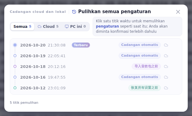 Pilih titik pemulihan sebelum penghapusan
