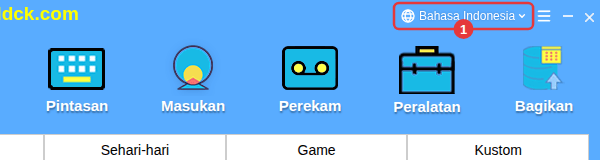 Menu bahasa di bilah judul