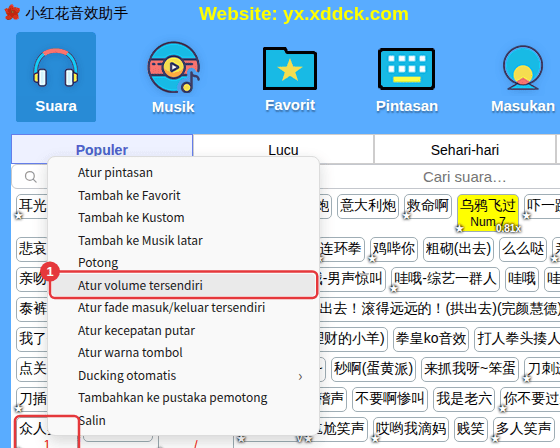 Klik kanan suara → Atur volume tersendiri