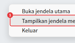 Menu klik kanan ikon tray