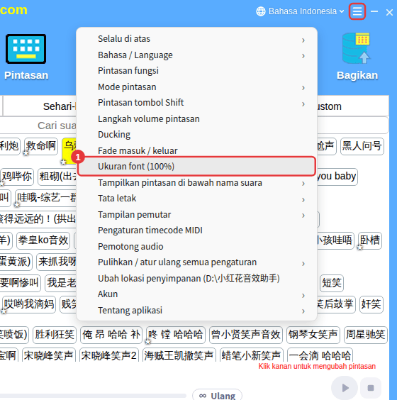 Pengaturan lain → Ukuran font (100%)