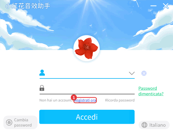 Finestra di accesso: non hai un account? Fai clic su Registrati ora