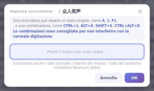 Premi il tasto che vuoi e fai clic su OK
