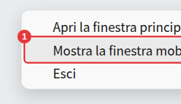 Il menu contestuale dell’icona nell’area di notifica