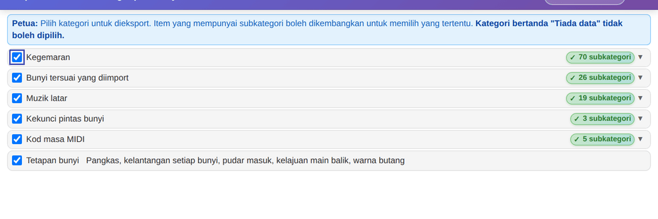 Eksport pek bunyi pada PC lama