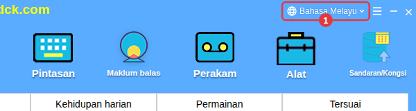 Menu bahasa pada bar tajuk