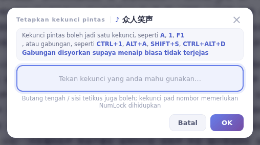 Tekan kekunci yang dikehendaki, kemudian klik OK