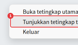 Menu klik kanan ikon dulang