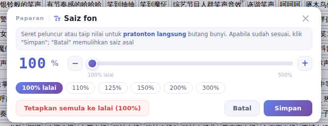 Tetingkap Saiz fon