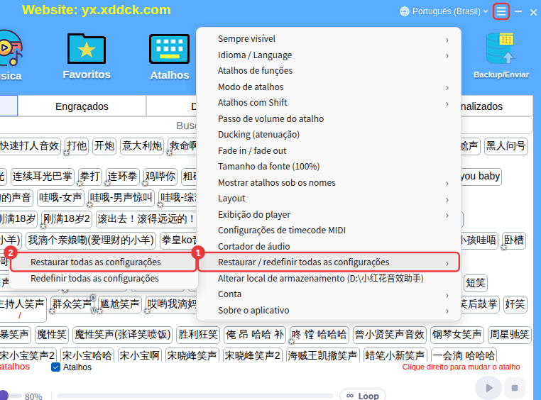 ≡ no canto superior direito → Restaurar / redefinir todas as configurações → Restaurar todas as configurações