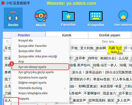 Bir sese sağ tıklayın → Ayrı ses düzeyi ayarla