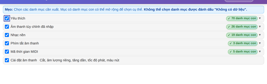 Xuất gói âm thanh trên máy cũ