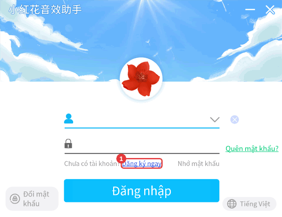 Cửa sổ đăng nhập: chưa có tài khoản? Nhấp Đăng ký ngay