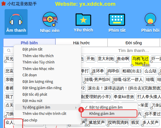 Nhấp chuột phải vào âm thanh → Tự động giảm âm → Không giảm âm