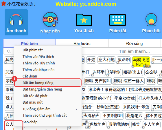 Nhấp chuột phải vào âm thanh → Đặt âm lượng riêng