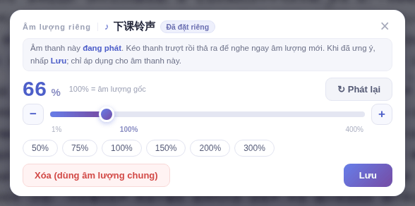 Cửa sổ âm lượng riêng: 100% là âm lượng gốc
