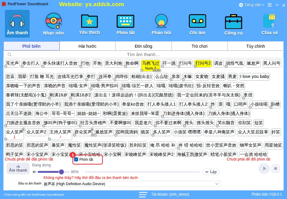① Phím tắt